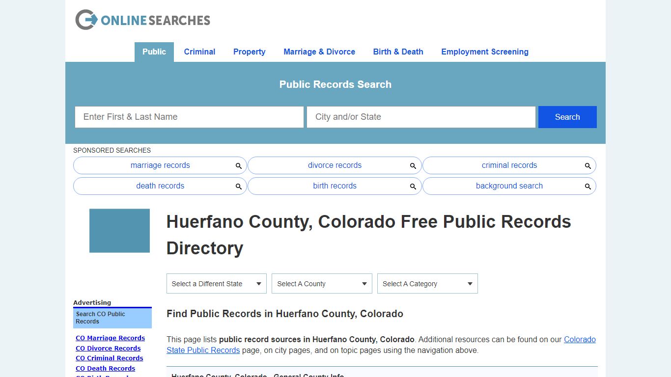 Huerfano County, Colorado Public Records Directory