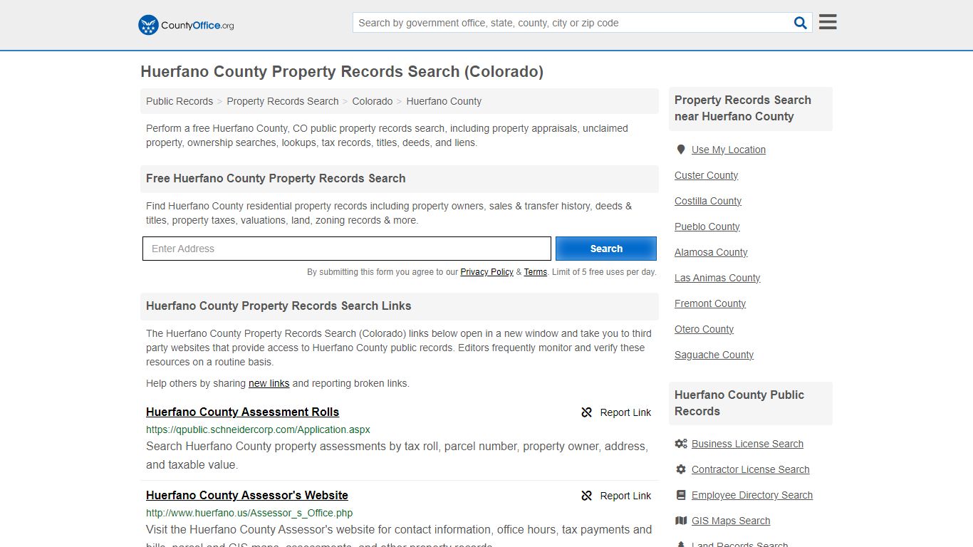 Huerfano County Property Records Search (Colorado) - County Office