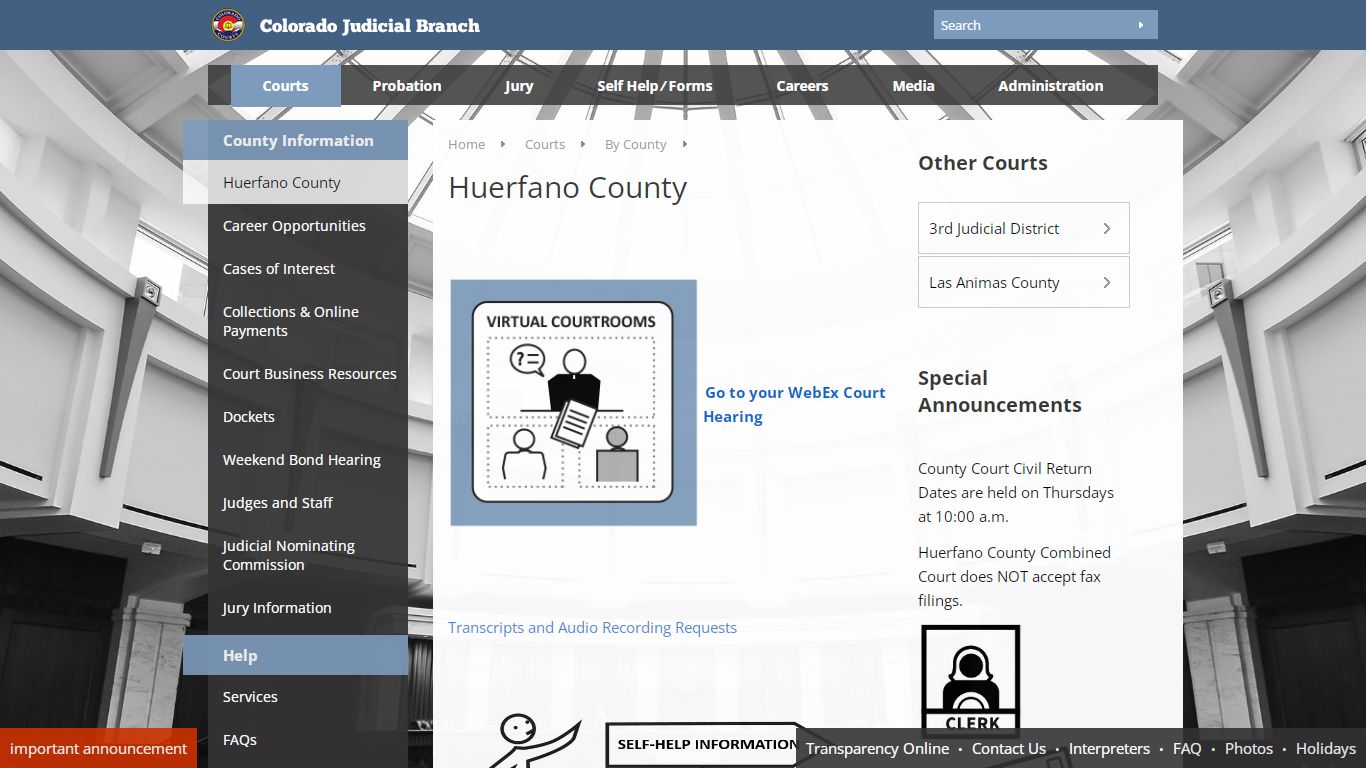 Colorado Judicial Branch - Huerfano County - Homepage